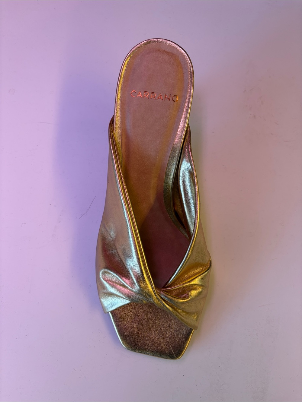 Carrano Gold Metallic Twist Slide Mule